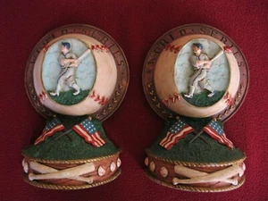 Vintage 'American Collection' World Series Baseball Bookends Heavy  - Picture 1 of 3