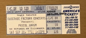 1991 PROCOL HARUM PHILADELPHIA CONCERT TICKET STUB A WHITER SHAD OF PALE - Picture 1 of 2