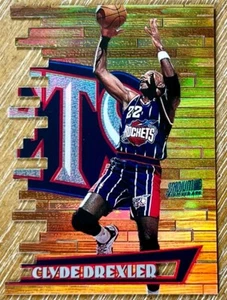 CLYDE DREXLER 97-98 Topps Stadium Club TRIUMVIRATE LUMINESCENT LASER-CUT ROCKETS - Picture 1 of 2