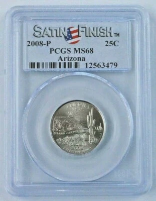 2008-P Arizona State Quarter - Satin Finish - PCGS MS 68 - Image 1 of 2
