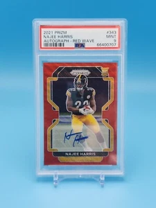 2021 Prizm Football Najee Harris #343 Red Wave /149 Rookie Auto RC PSA 9 - Picture 1 of 2