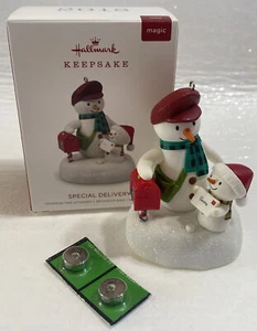 Hallmark Keepsake Ornament 2018 Magic (sound) SPECIAL DELIVERY Snowman Mail~ NIB - Picture 1 of 16
