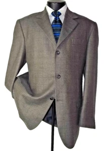 ! Craft & Barrow 2 Buttons Taupe & Gray Plaid Lambs wool Coat Jacket 44R - Picture 1 of 9