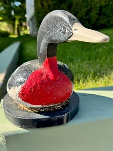 CANADÁ ESCULTURA MEDIA MIXTA PATO FIRMADO MATERIALES NATURALES DEL TERRUÑO - Imagen 1 de 6