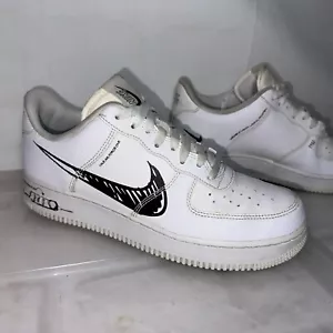 Mens NIKE AF1 Air Force 1 Low Sketch White Black Sneakers US 9 #35972 - Picture 1 of 18