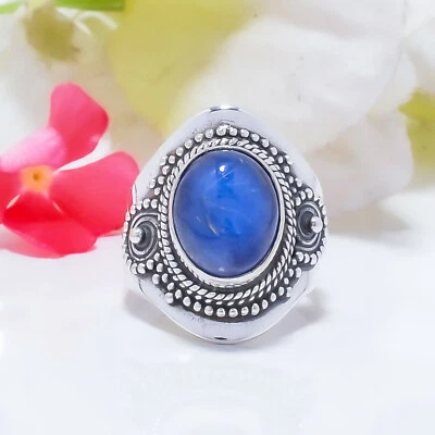 Natural Kyanite Gemstone 925 Sterling Silver Ring Oxidize Jewelry Gift For Mom. - Image 1 of 4