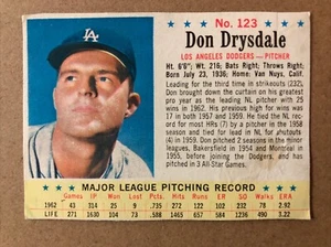 1963 Post Baseball #123, Don Drysdale, Los Angeles Dodgers - Bild 1 von 2