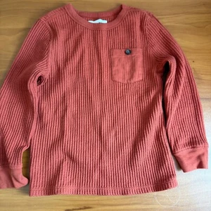 Old Navy Waffle Knit Pocket Long Sleeve Shirt Elbow Patches Rust 5T - Picture 1 of 5