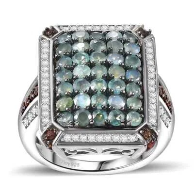 2.10 克拉优质 Narsipatnam Alexandrite & Zircon 戒指 镀铑 尺寸 6 — 第 1/4 张图片