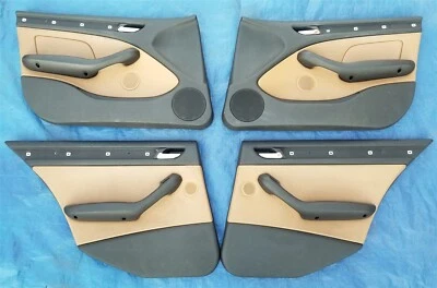 BMW E46 4 puertas sedán OEM delantero trasero NEGRO + paneles de puerta de cuero marrón Montana 99-05 Foto 1 de 4