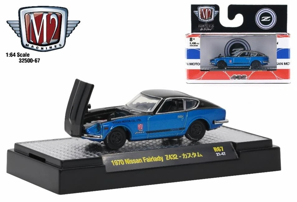 1:64 M2 Machines *AUTO-SHOWS 67* Black & Blue 1970 Nissan Farilady Z432 NIP - Image 1 of 1