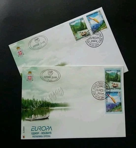 Europa Holiday 2004 Lake Boat Transport Outdoor Activities Parachute (FDC pair) - Picture 1 of 5