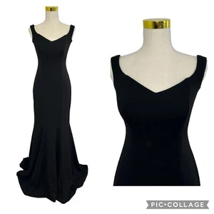 THE PRIVATE COLLECTION Womens 1990s Y2K Black V-Neck Formal Dress Size 8 - 10 - Picture 1 of 14