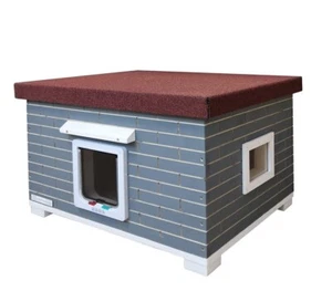 Katzenhaus Outdoor, Wetterfest & isoliert Mao XXL grau mit Katzenklappe - Bild 1 von 4