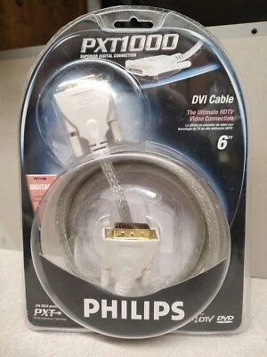 Computador Philips DVI 6 pés cabo ouro 24K alto desempenho PXT1000 NIP Pxt1190 - Imagem 1 de 4