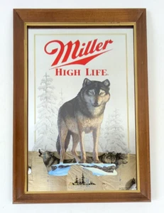 Miller High Life Timber Wolf Bar Mirror Beer Sign Wisconsin Wildlife Series - Picture 1 of 6