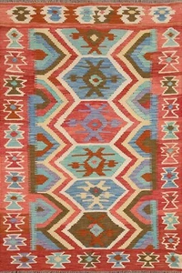 Southwestern Reversible Kilim Pastel Color Hand woven Area Rug 5'x7' Wool Carpet - Picture 1 of 10