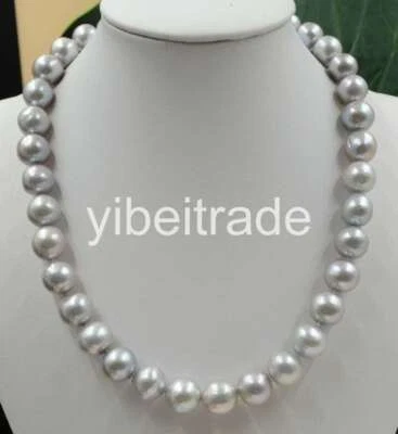 Beautiful Gray 12mm round Kasumi Pearl Necklace 18" - Image 1 of 4