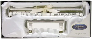 SILVERPLATED GRADUATION CERTIFICATE HOLDER & STAND - Picture 1 of 2