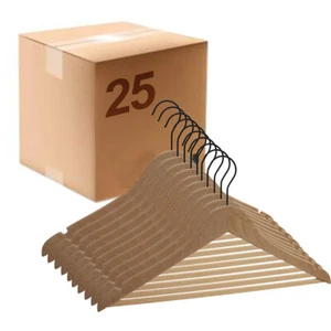 GERSO 25x sturdy wooden coat hanger with trouser bar and grooves - Picture 1 of 5