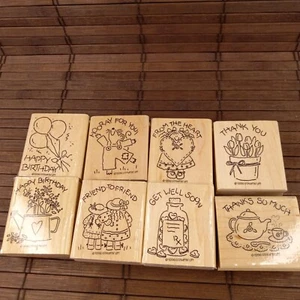 Stampin Up Nice & Easy Notes 1996 Rubber Stamps Set Of 8 Card Making - Picture 1 of 10