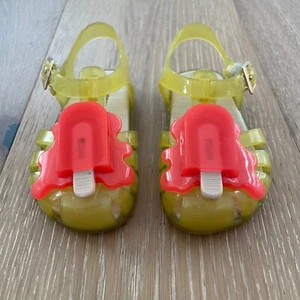 Mini Melissa Shoes Baby 6 Aranha Jelly Sandals Popsicle Yellow Orange Glitter - Picture 1 of 14