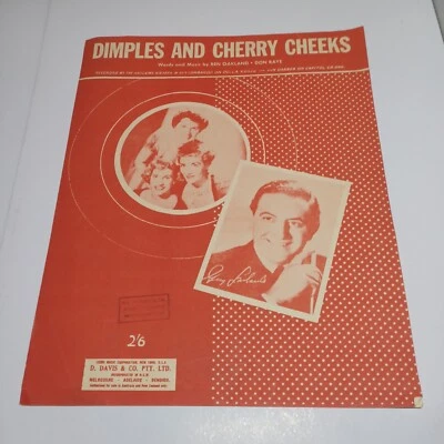 DIMPLES AND CHERRY CHEEKS 1951 Sheet Music Andrew Sisters Piano Australian B82 - Image 1 of 4