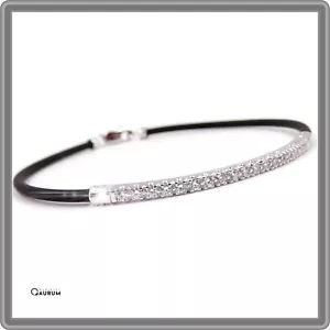 Bracciale Tennis Uomo Donna in argento e Caucciù Braccialetto Rodio Oro Bianco - Foto 1 di 9
