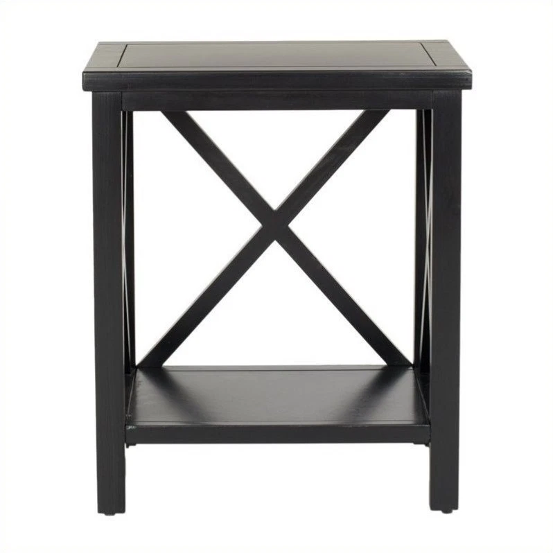Safavieh AMH6523B Black Candace Cross Back End Table Amh6523