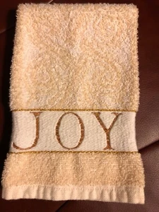 Toalla de mano punta de dedo beige algodón JOY con brillo Santens - Imagen 1 de 3
