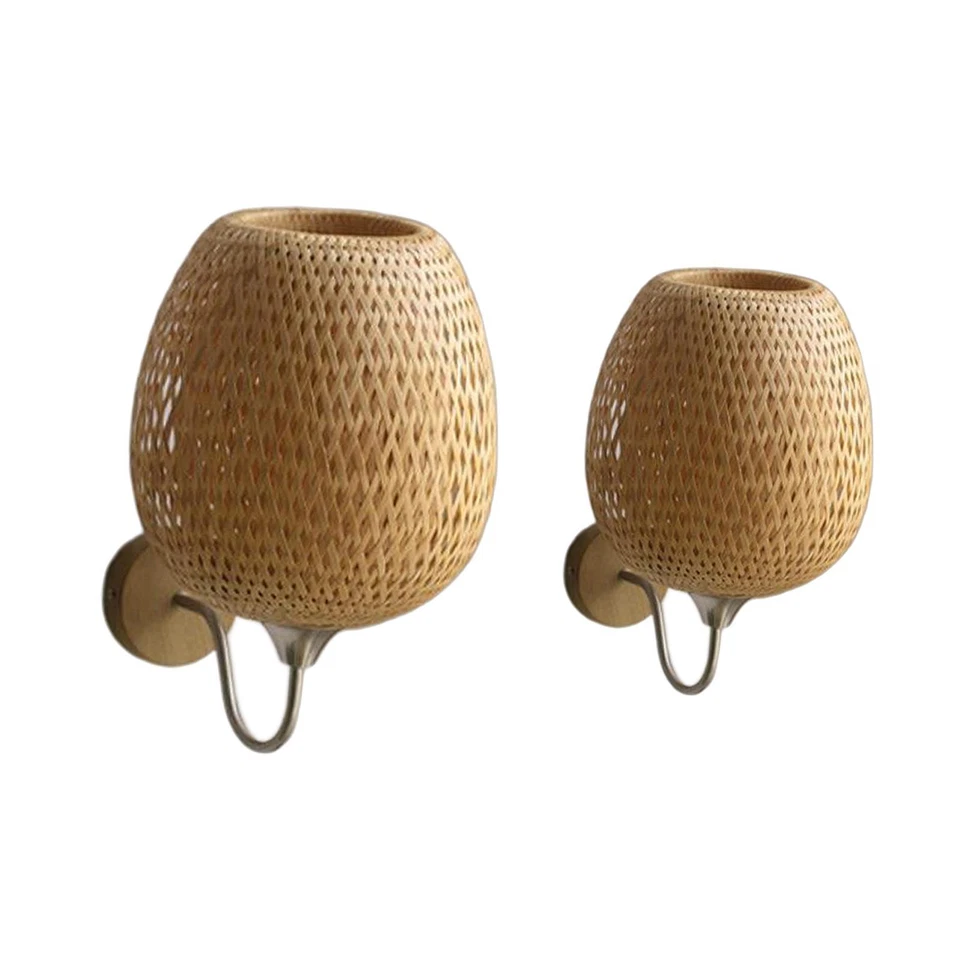 Rattan Bamboo Wall Sconce Light Fixture/ Farmhouse Rustic Boho Lighting Fixture - Image 1 of 1