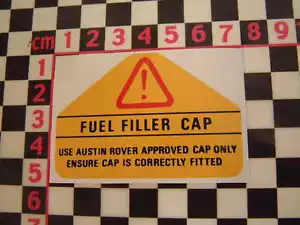 Pegatina de advertencia de relleno de combustible Austin Rover Metro - MG Turbo - Imagen 1 de 1