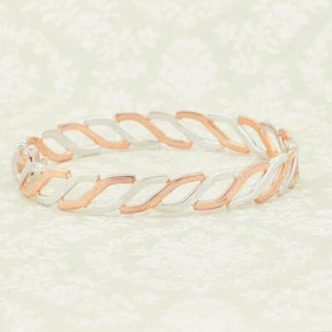 9ct Gold Hinged Bangle White and Rose Gold - Picture 1 of 8