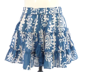 Zara Mini Skirt Flare Tiered White Blue Print High Elastic Waist Size S BNWT - Picture 1 of 10