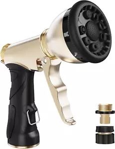 Garden Hose Nozzle, Heavy Duty Metal Water Hose Sprayer Nozzle with 9 Adjustable - Picture 1 of 8