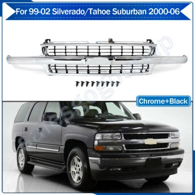 New Front Grille Chrome&Black For 99-02 Silverado 1500 / Tahoe Suburban 2000-06 Foto 1 de 4