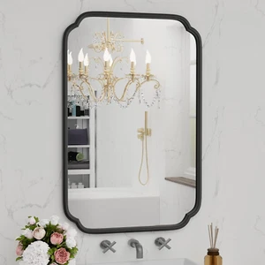 Black Bathroom Vanity Mirrors for over Sink 24" X 36" Modern Rounded Corner Rect - Picture 1 of 9