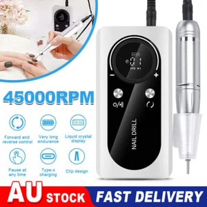 45000 RPM Portable Rechargeable Electric Nail Drill Machine Manicure Machine AU - Picture 1 of 16