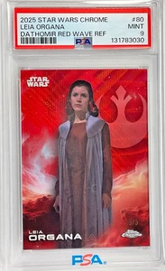 PSA 9 MINT 2025 TOPPS STAR WARS CHROME PRINCESS LEIA #/5 DATHOMIR RED WAVE REF - Picture 1 of 3