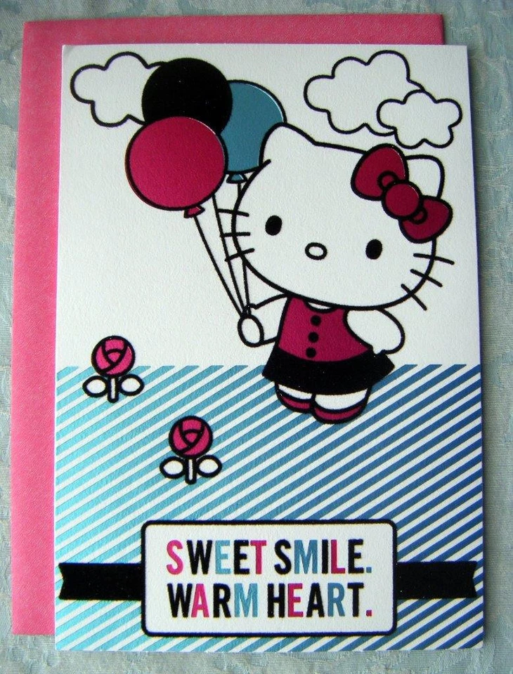 HELLO KITTY - Tarjeta de felicitación de cumpleaños para niñas y niños Sello Sanrio nueva Foto 1 de 1