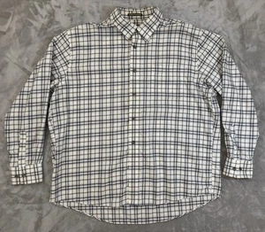 Cabelas Mens Shirt 2XL White Blue Plaid Wrinkle Free Chest Pocket Shirttail Hem - Picture 1 of 17