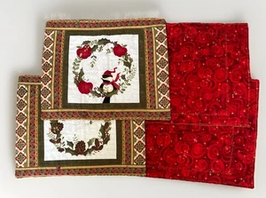 Handgefertigte Weihnachten gesteppte Wende Tischsets 4er Set Weihnachtsstern Vögel - Bild 1 von 7