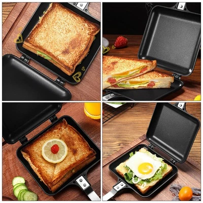 Cucina Antiaderente Pane Doppio lato Padella Barbecue Pentole (Nero) - Immagine 1 di 4