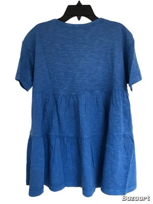 Hatch Maternity Women’s THE TIERED COTTON TEE Cobalt Blue Size 1 (S/4-6) $98 NEW - Image 1 of 4