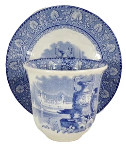 John Goodwin Versailles Cup & Saucer Blue Transferware Ironstone Handleless #1 - Picture 1 of 14