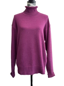Vintage POLO Ralph Lauren purple plum 100% cashmere sweater turtleneck size L - Picture 1 of 9