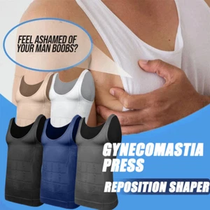 Men's Slimming Body Shaper Tummy Vest Chest Compression Shirt Tank Top Shapewear - Picture 1 of 22