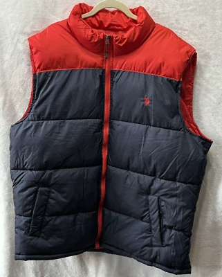 US Polo Assn. Puffer Vest Mens Size 3XL Blue And Red RN 110078 Full Zip - Image 1 of 4