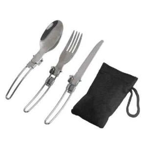3 pcs Portable Outdoor Camping Travel Picnic Foldable Spoon Fork Knife tableware - Picture 1 of 10