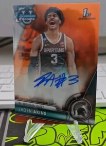 Jaden Akins 2023-24 1st Bowman Chrome U ORANGE Shimmer Refractor AUTO /25 SP - Bild 1 von 4